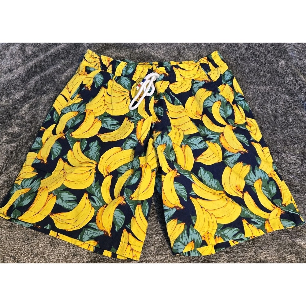 Jogal Banana Print Swim Trunks Men's Small 100% Cotton Lined‎ Drawstring Shorts